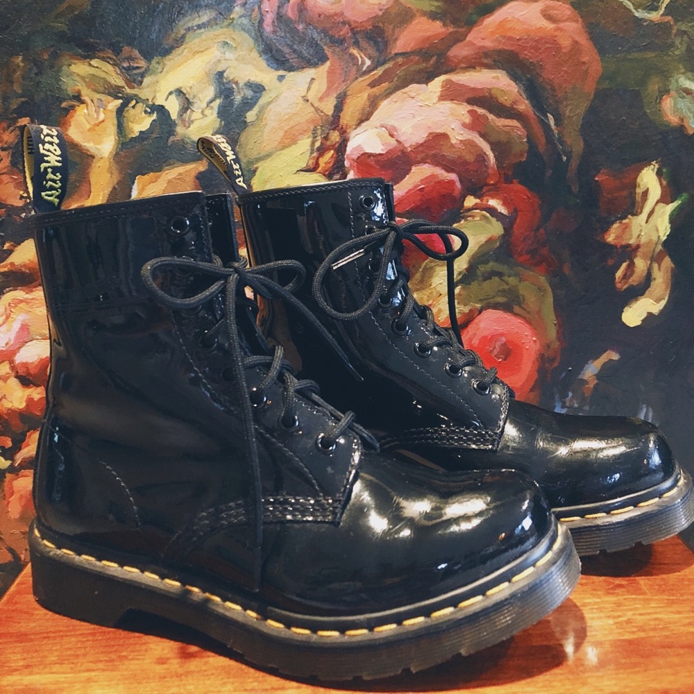 Black Patent Leather Dr. Martens Boots Size 7
